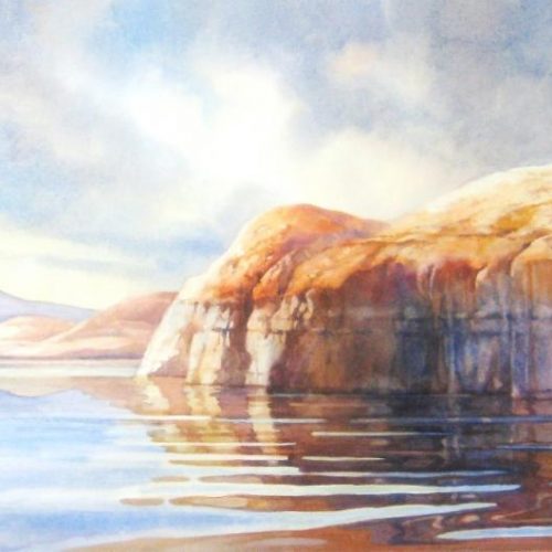 Lake Powell Memories - Watercolor Painting of Lake Powell and Water Reflections