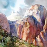Sentinel Shadows - Plein Air Watercolor Painting of Zion National Park