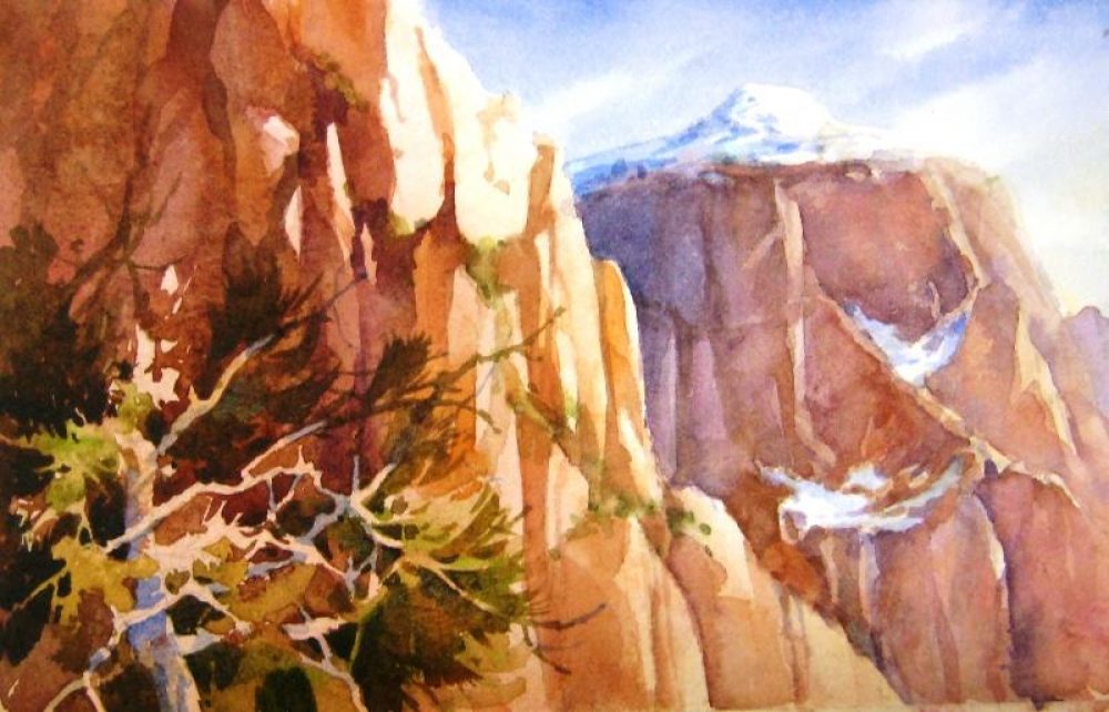 Top View - Painting from the back side of Bridge Mountain in Zion