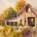 Grandma Don't Live Here Anymore - Watercolor painting of old Utah barn and house