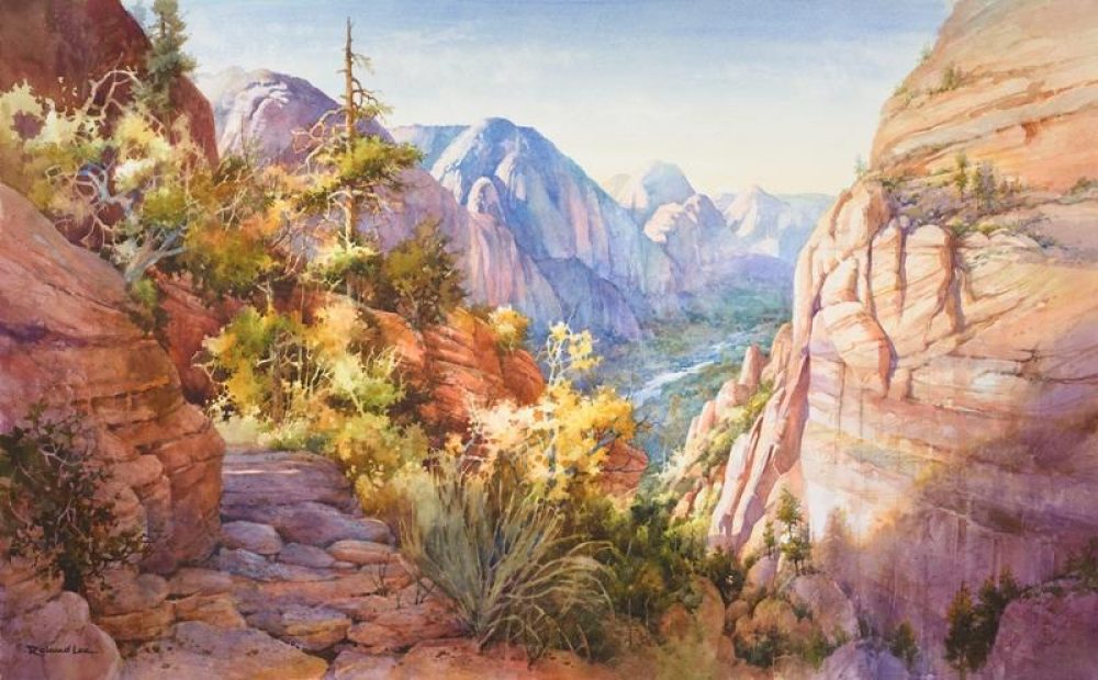 Angels Above...Heaven Below - Giclee Print - Watercolor Landscape Painting of View from Angel's Landing Trail