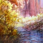 North Fork Morning - Watercolor Painting of Zion National Park