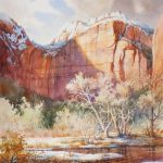 Canyon Snowfall - Zion - Watercolor Painting of Heaps Canyon in Zion National Park
