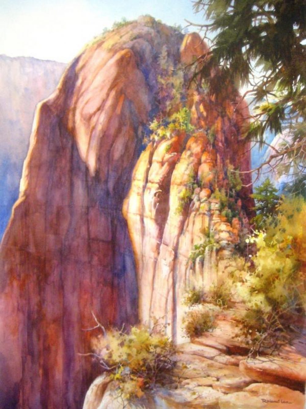 Pathway to the Angels - Watercolor Painting of Angels Landing in Zion National Park