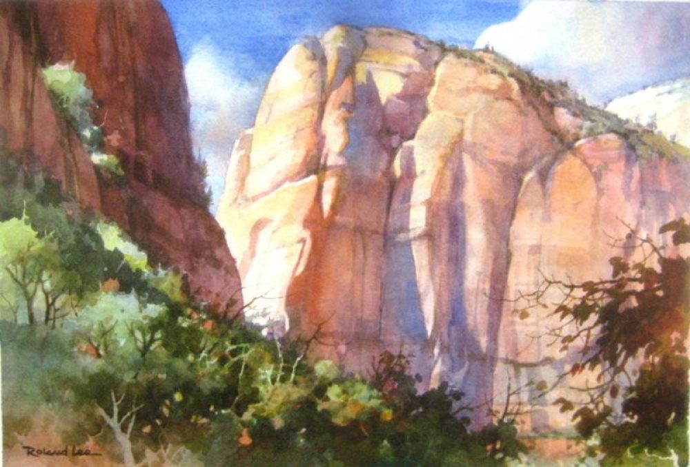 Cliffs Above - Watercolor Painting of Zion National Park
