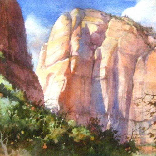 Cliffs Above - Watercolor Painting of Zion National Park