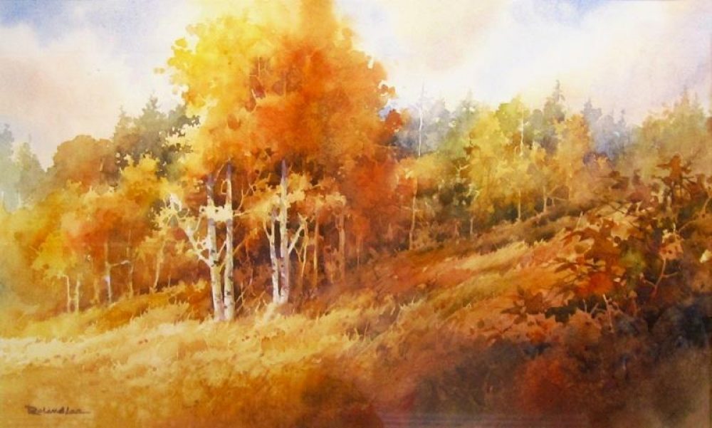 Autumn Warmth - Watercolor Landscape Painting of Fall Scene