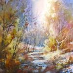 Trail of Light - Watercolor painting by Roland Lee
