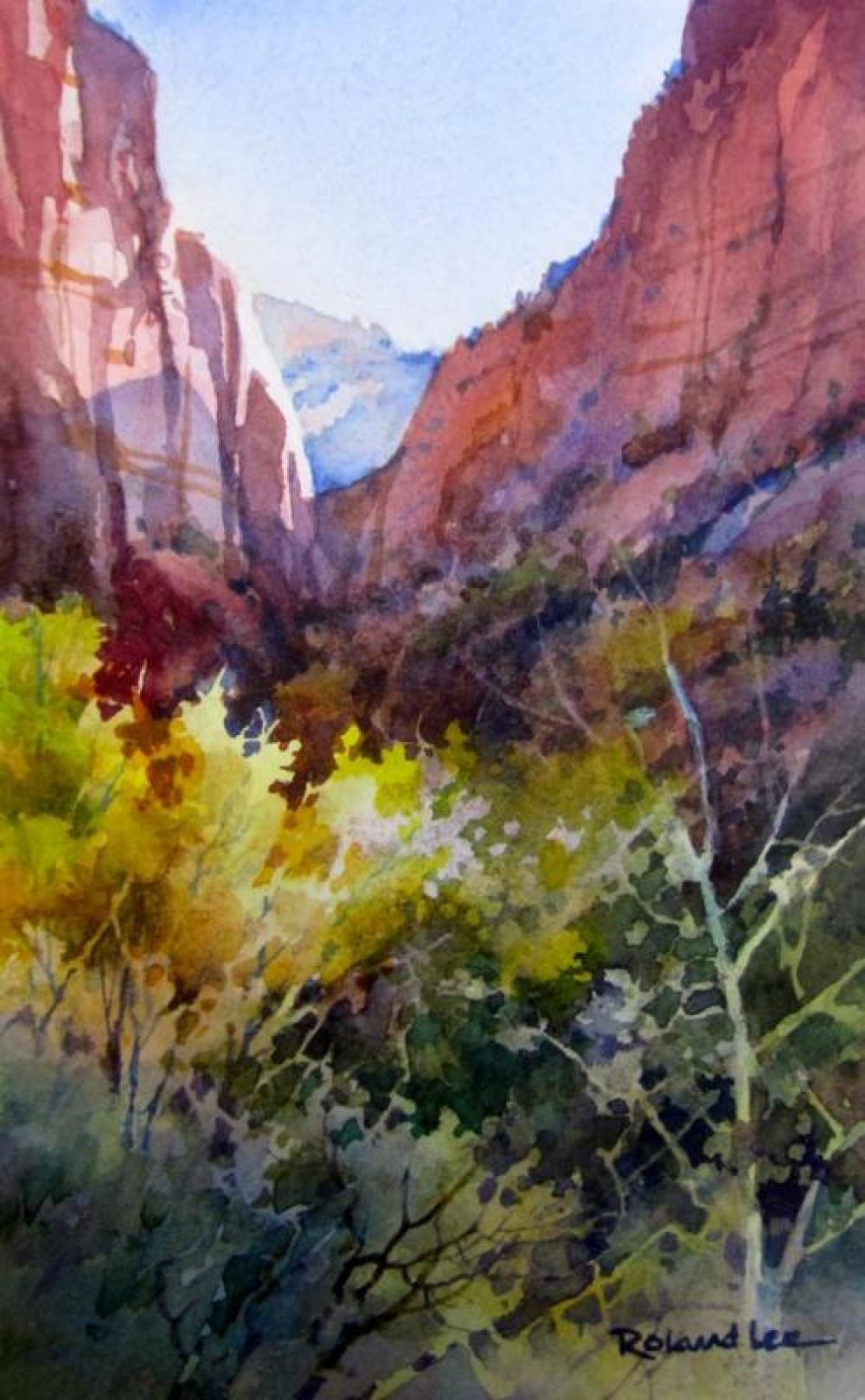 Kolob Golden Leaves - Original watercolor painting of Kolob Fingers area of Zion National Park