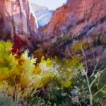 Kolob Golden Leaves - Original watercolor painting of Kolob Fingers area of Zion National Park