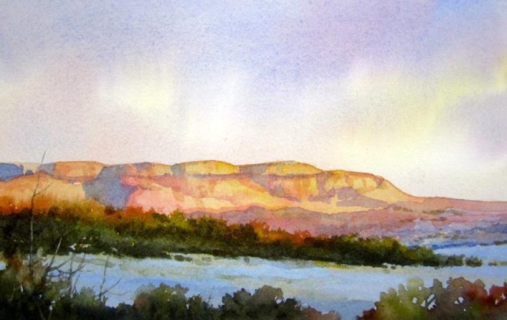 Mt. Carmel Cliffs Study - Original watercolor painting of Carmel Cliffs from Clear Creek Ranch near Zion