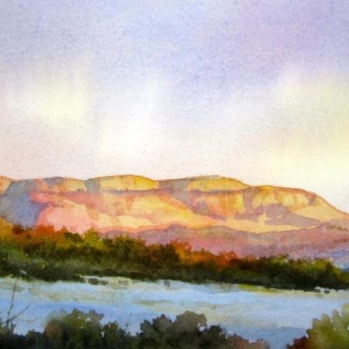 Mt. Carmel Cliffs Study - Original watercolor painting of Carmel Cliffs from Clear Creek Ranch near Zion