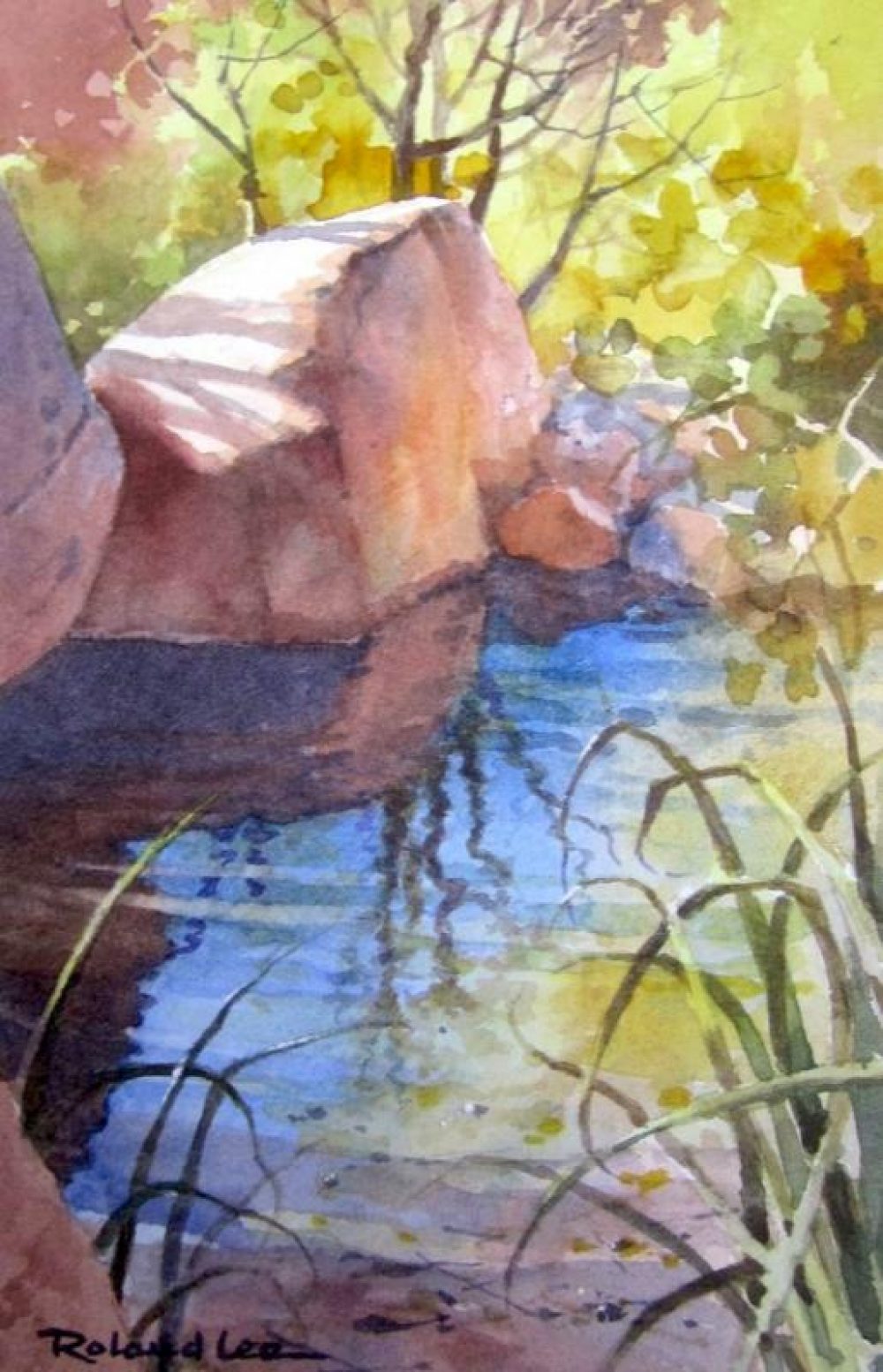 Pine Creek Study - Original watercolor painting of creek in Zion National Park