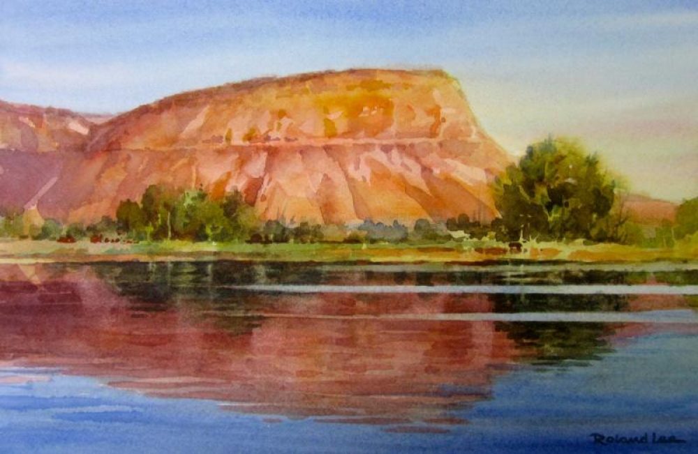 Red Mountain Reflections - Original watercolor of reflections of southern Utah's red cliffs