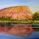 Red Mountain Reflections - Original watercolor of reflections of southern Utah's red cliffs