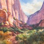 Kolob Canyons Cliffs - Original Roland Lee watercolor painting of Zion National Park's Kolob Fingers