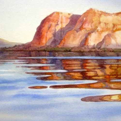 View Across the Bay - Original Roland Lee watercolor painting of Lake Powell