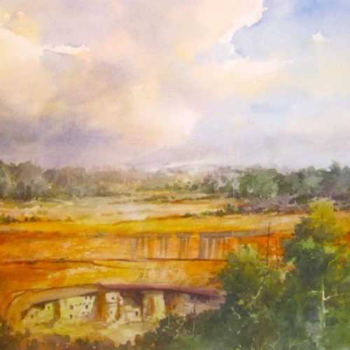 Clouds Over Spruce Tree House - Painted on location at Mesa Verde National Park