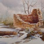 Cedar Tower Snowfall - Painting of Mesa Verde National Park