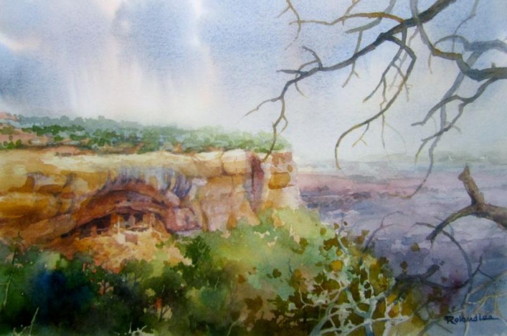 Oak Tree House - Watercolor Painting of Mesa Verde National Park