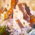 Square Tower House - Painting of Cliff Dwelling at Mesa Verde National Park
