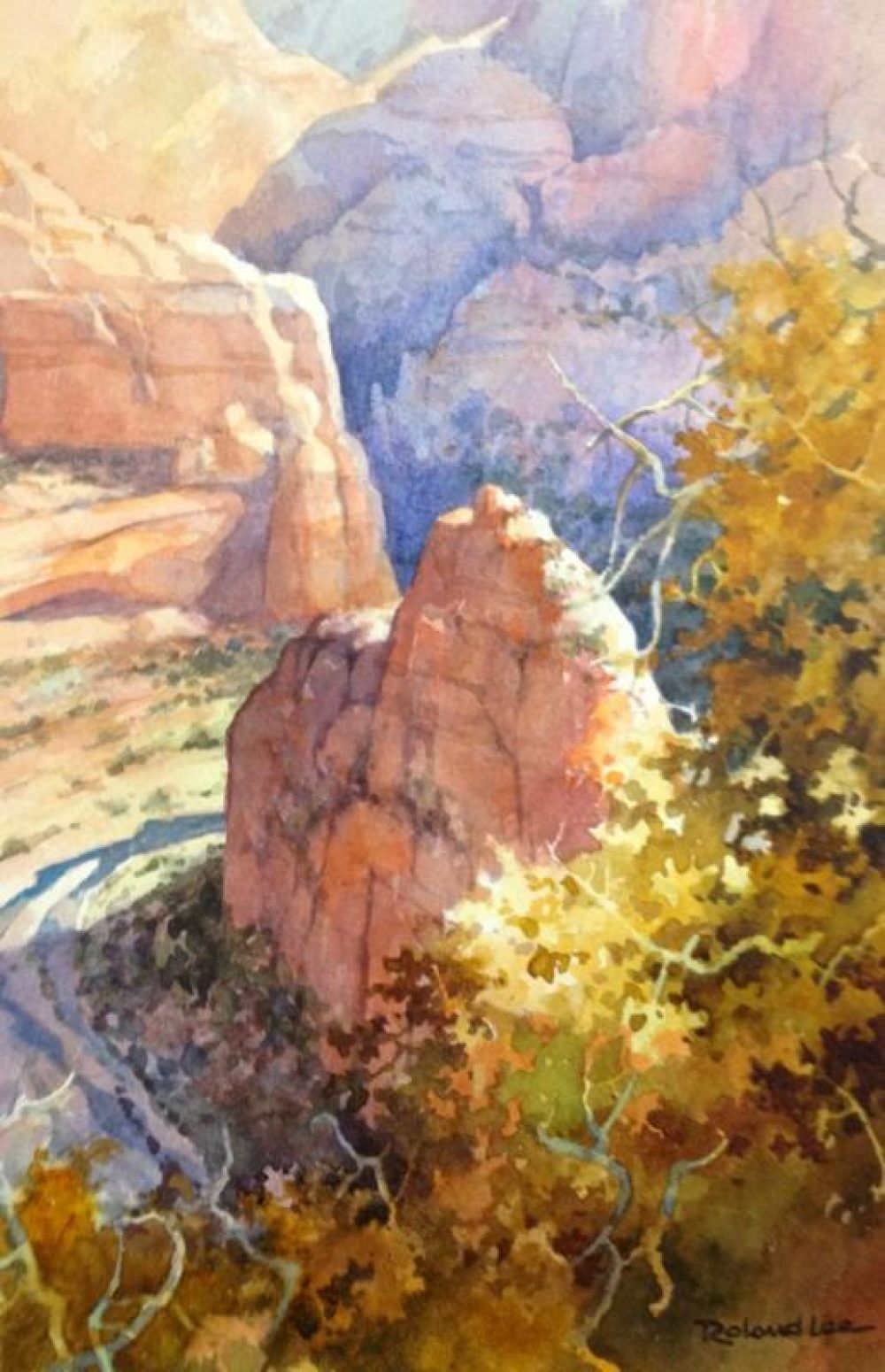 Angels View - Watercolor painting of Zion National Park Angels Landing Trail