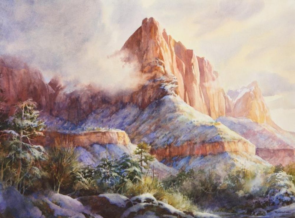 Winter Comes to Zion - Watercolor painting of Zion National Park