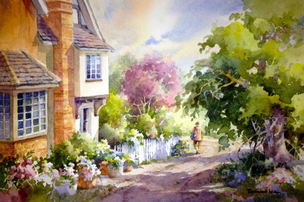 Down the Lane - Watercolor painting of England