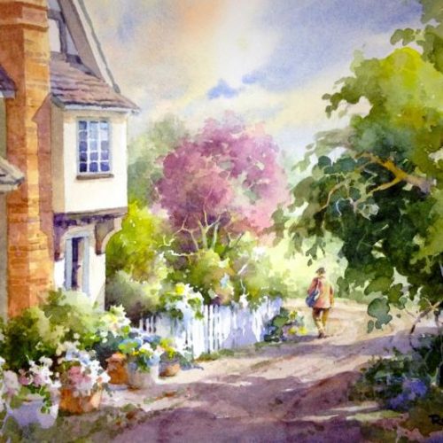 Down the Lane - Watercolor painting of England