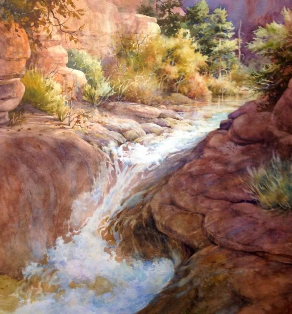 Zion Run-off - Watercolor painting of Zion National Park