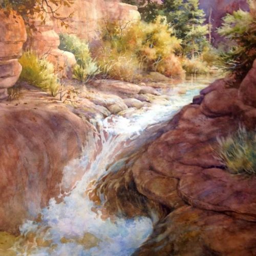 Zion Run-off - Watercolor painting of Zion National Park