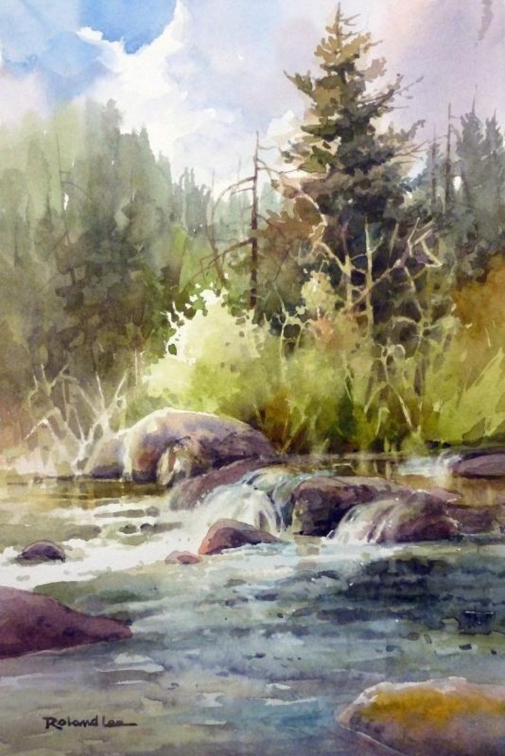 Duck Creek Plein Air - Watercolor painting of Duck Creek on Cedar Mountain