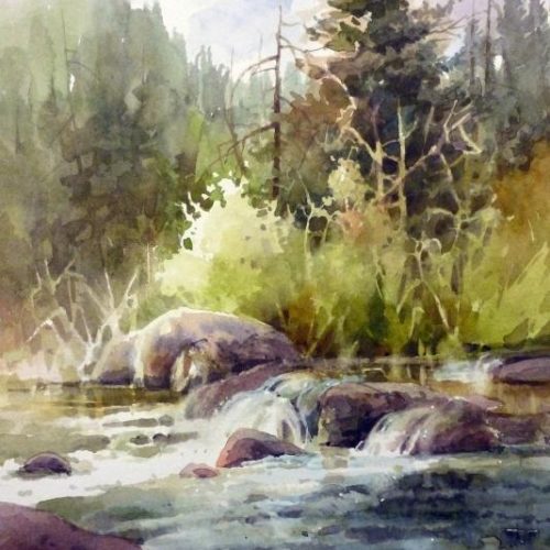 Duck Creek Plein Air - Watercolor painting of Duck Creek on Cedar Mountain