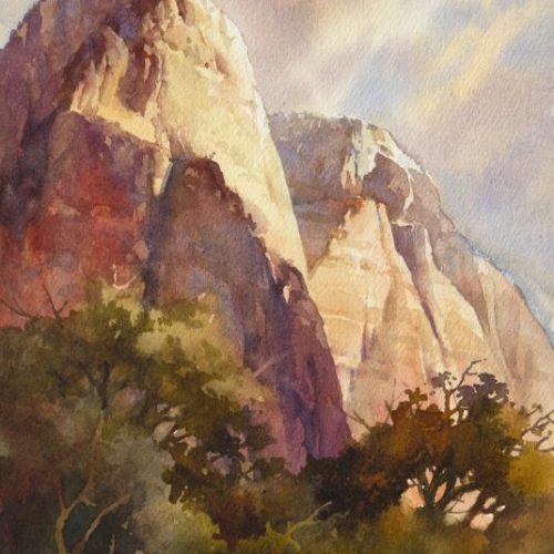 Light and Majesty - Watercolor painting of Zion National Park