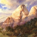 Inspiring Spires - Watercolor painting of Zion National Park