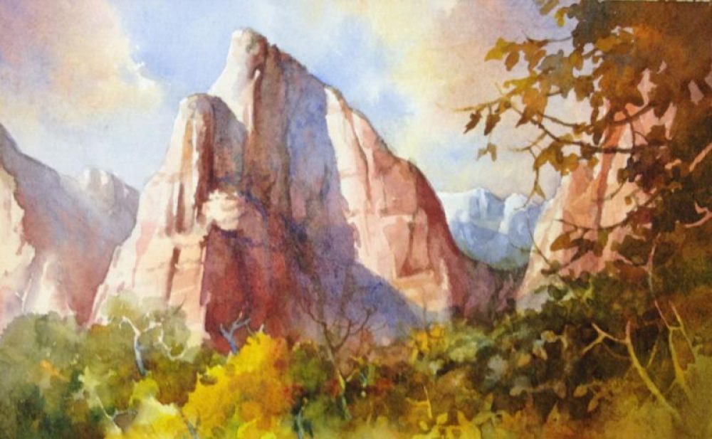 High and mighty - Watercolor painting of Zion National Park