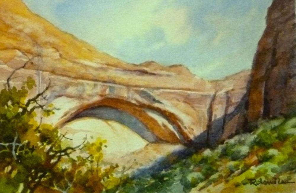 Painting of Zions Great Arch - Watercolor painting of Zion National Park