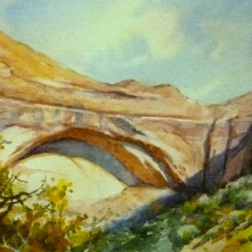 Painting of Zions Great Arch - Watercolor painting of Zion National Park