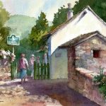 Sarah Nelsons Gingerbread - Watercolor Painting of Sarah Nelsons Gingerbread shop in Grasmere England