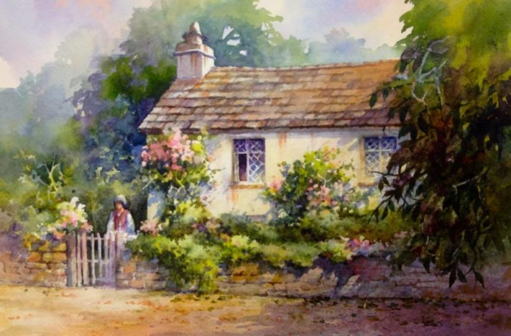 The Dove Cottage Grasmere - Watercolor painting of the Dove Cottage in Grasmere England