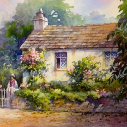 The Dove Cottage Grasmere - Watercolor painting of the Dove Cottage in Grasmere England