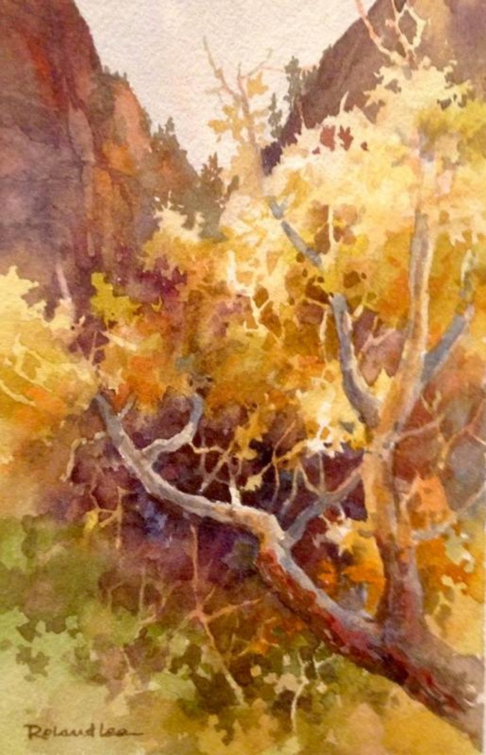 Autumn Leaves in Zion - Watercolor painting of Zion National Park