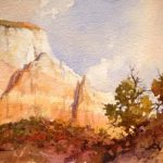 The Sentinel at Zion - Watercolor Painting of Zion National Park
