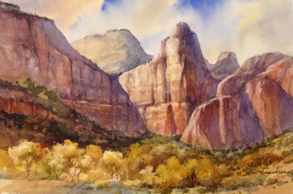 Towers of the Virgin - Watercolor painting of Zion National Park