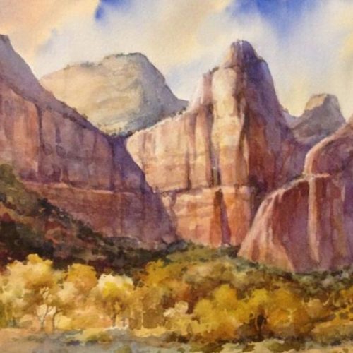 Towers of the Virgin - Watercolor painting of Zion National Park