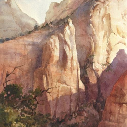 Split Rock Splendor - Watercolor painting of Zion National Park