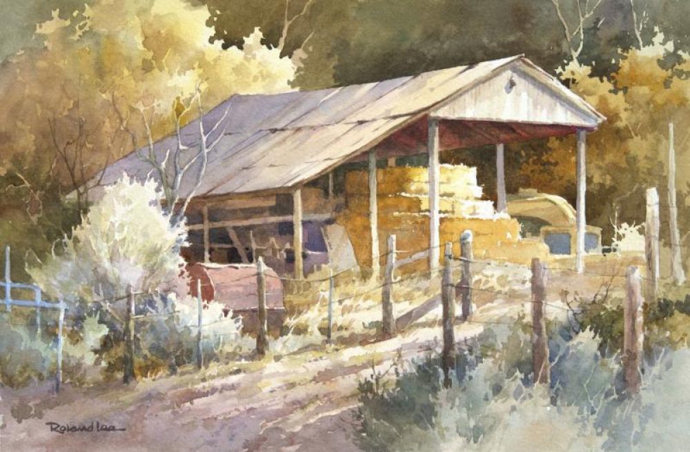 Mathews Hay Barn - Watercolor of Mathews Ranch