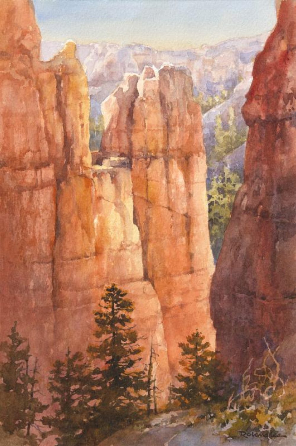 Below the Rim - Bryce Canyon - Watercolor Painting of Bryce Canyon National Park