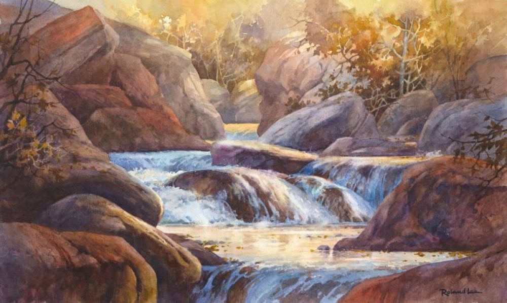 Tumbling Waters - Watercolor painting of Zion National Park