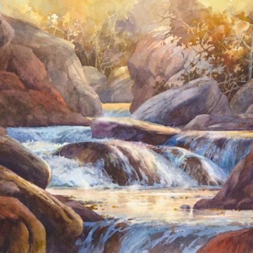 Tumbling Waters - Watercolor painting of Zion National Park
